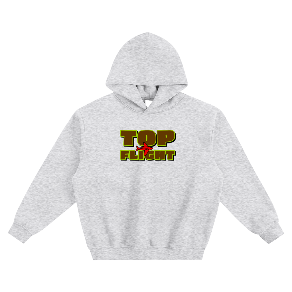 Top Flight Brown Logo Fleeced Boxy Hoodie (DTG)